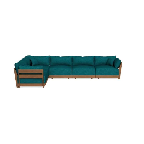 Modular Bondi Espresso 6-Seater Corner Sectional in Marine Teal | Memory Foam Blend