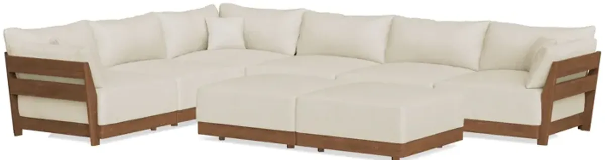 Modular Bondi Espresso 6-Seater Corner Sectional + Bench Ottoman in Mascarpone | Memory Foam Blend