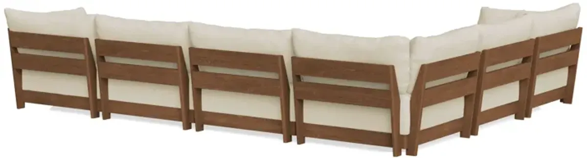 Modular Bondi Espresso 6-Seater Corner Sectional + Ottoman in Mascarpone | Memory Foam Blend