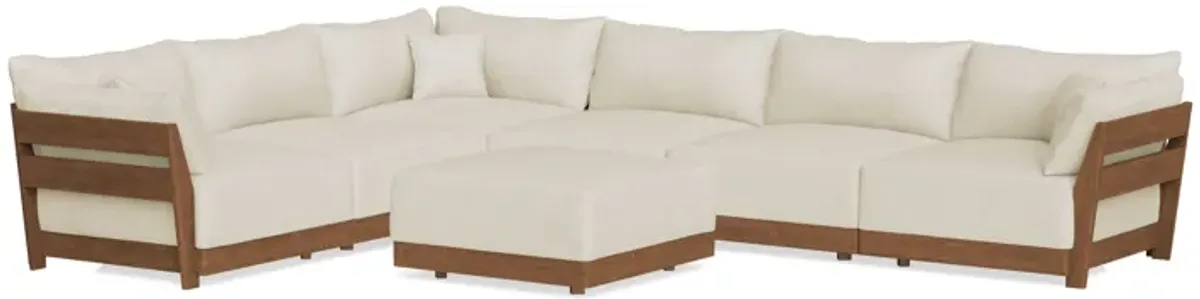 Modular Bondi Espresso 6-Seater Corner Sectional + Ottoman in Mascarpone | Memory Foam Blend