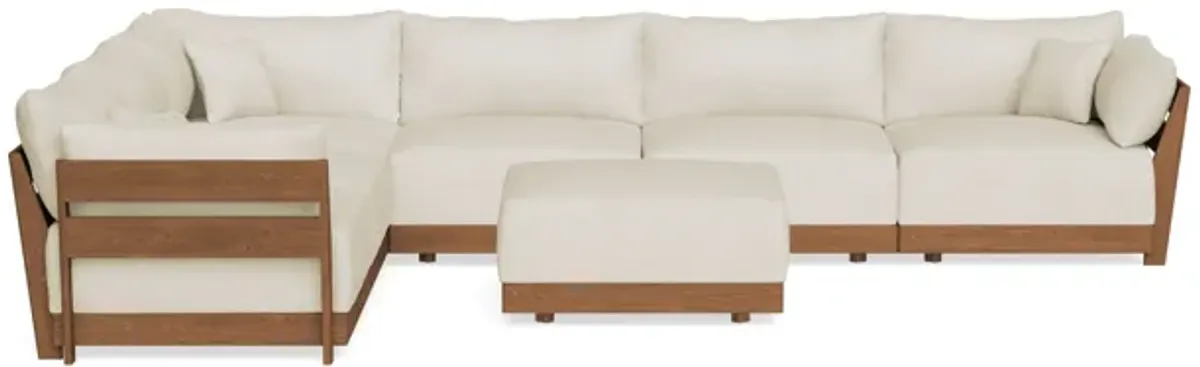 Modular Bondi Espresso 6-Seater Corner Sectional + Ottoman in Mascarpone | Memory Foam Blend