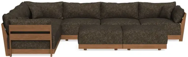 Modular Bondi Espresso 6-Seater Corner Sectional + Bench Ottoman in Phantom | Memory Foam Blend