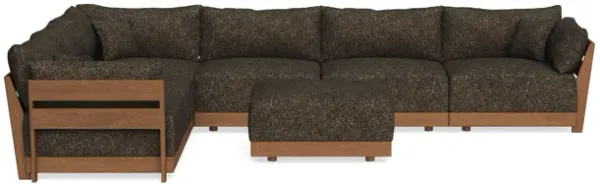 Modular Bondi Espresso 6-Seater Corner Sectional + Ottoman in Phantom | Memory Foam Blend