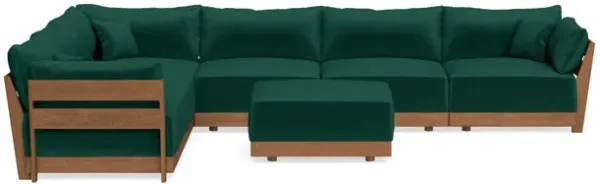Modular Bondi Espresso 6-Seater Corner Sectional + Ottoman in Evergreen | Memory Foam Blend