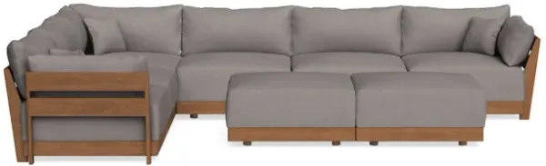 Modular Bondi Espresso 6-Seater Corner Sectional + Bench Ottoman in Cement | Memory Foam Blend