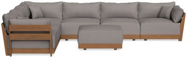 Modular Bondi Espresso 6-Seater Corner Sectional + Ottoman in Cement | Memory Foam Blend