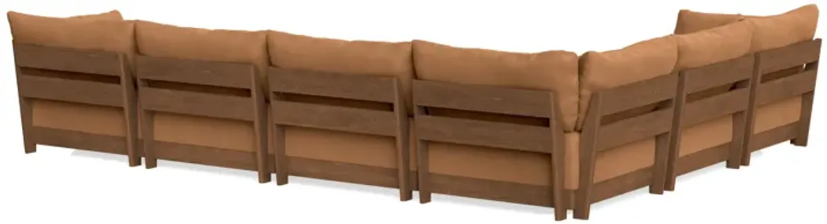 Modular Bondi Espresso 6-Seater Corner Sectional + Bench Ottoman in Cheddar | Memory Foam Blend
