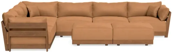 Modular Bondi Espresso 6-Seater Corner Sectional + Bench Ottoman in Cheddar | Memory Foam Blend
