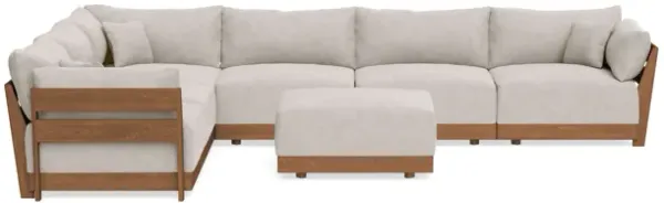 Modular Bondi Espresso 6-Seater Corner Sectional + Ottoman in Alabaster | Memory Foam Blend