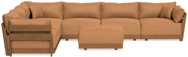 Modular Bondi Espresso 6-Seater Corner Sectional + Ottoman in Cheddar | Memory Foam Blend