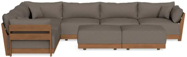 Modular Bondi Espresso 6-Seater Corner Sectional + Bench Ottoman in Smoke | Memory Foam Blend