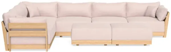 Modular Bondi Latte 6-Seater Corner Sectional + Bench Ottoman in Peony | Memory Foam Blend