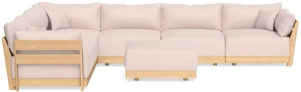 Modular Bondi Latte 6-Seater Corner Sectional + Ottoman in Peony | Memory Foam Blend