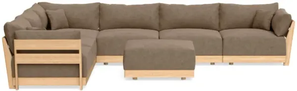 Modular Bondi Latte 6-Seater Corner Sectional + Ottoman in Coffee | Memory Foam Blend