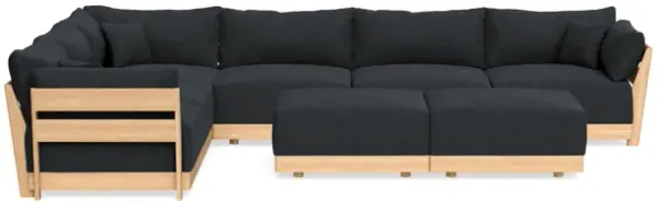 Modular Bondi Latte 6-Seater Corner Sectional + Bench Ottoman in Coal | Memory Foam Blend