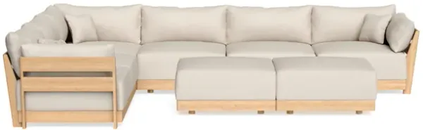 Modular Bondi Latte 6-Seater Corner Sectional + Bench Ottoman in Seashell | Memory Foam Blend