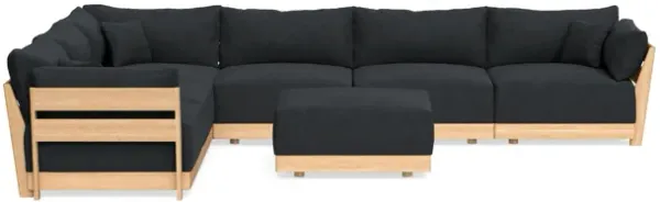 Modular Bondi Latte 6-Seater Corner Sectional + Ottoman in Coal | Memory Foam Blend