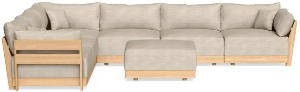 Modular Bondi Latte 6-Seater Corner Sectional + Ottoman in Wheat | Memory Foam Blend