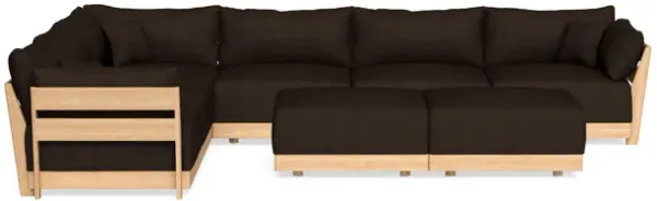 Modular Bondi Latte 6-Seater Corner Sectional + Bench Ottoman in Espresso | Memory Foam Blend