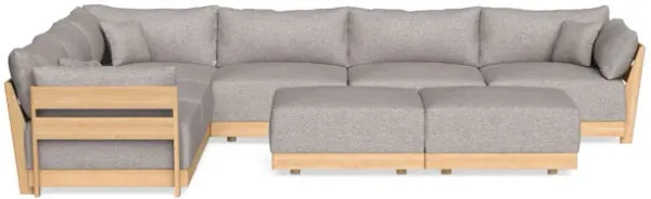 Modular Bondi Latte 6-Seater Corner Sectional + Bench Ottoman in Heathered Taupe | Memory Foam Blend