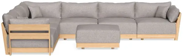 Modular Bondi Latte 6-Seater Corner Sectional + Ottoman in Heathered Taupe | Memory Foam Blend
