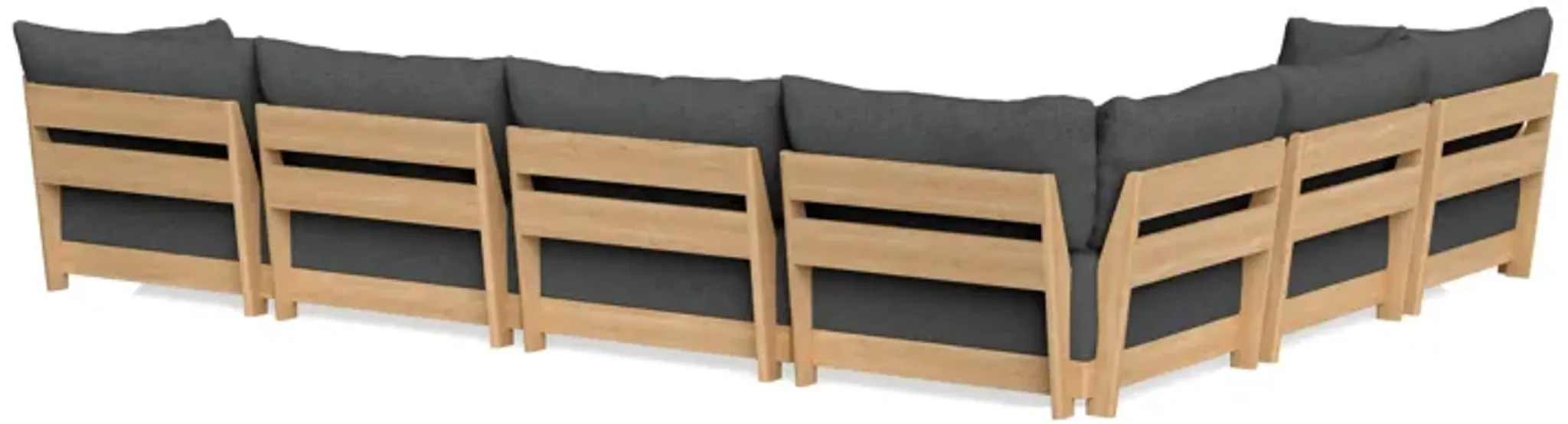 Modular Bondi Latte 6 Seater Corner Sectional Bench Ottoman In Pebble ...