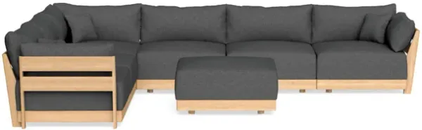 Modular Bondi Latte 6-Seater Corner Sectional + Ottoman in Pebble | Memory Foam Blend