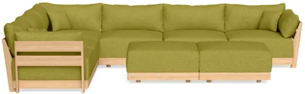 Modular Bondi Latte 6-Seater Corner Sectional + Bench Ottoman in Avocado | Memory Foam Blend