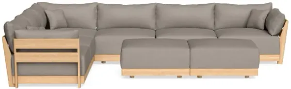 Modular Bondi Latte 6-Seater Corner Sectional + Bench Ottoman in Cinder Gray | Memory Foam Blend