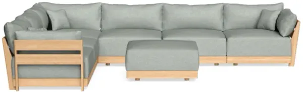 Modular Bondi Latte 6-Seater Corner Sectional + Ottoman in Spa | Memory Foam Blend