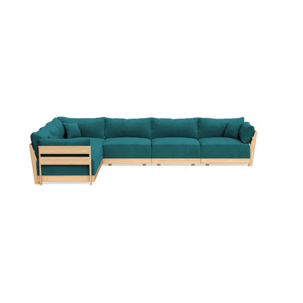 Modular Bondi Latte 6-Seater Corner Sectional in Ocean | Memory Foam Blend
