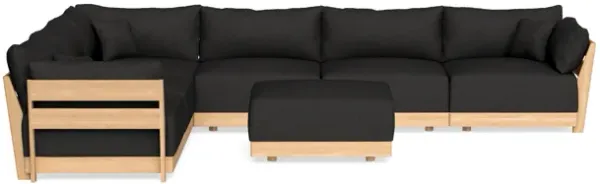 Modular Bondi Latte 6-Seater Corner Sectional + Ottoman in Peppercorn | Memory Foam Blend