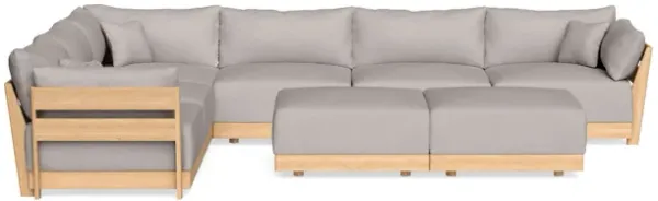 Modular Bondi Latte 6-Seater Corner Sectional + Bench Ottoman in Cloud | Memory Foam Blend