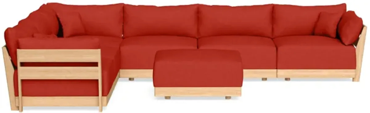 Modular Bondi Latte 6-Seater Corner Sectional + Ottoman in Cayenne | Memory Foam Blend