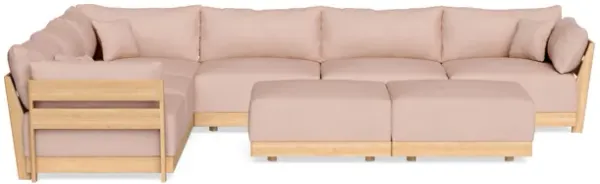 Modular Bondi Latte 6-Seater Corner Sectional + Bench Ottoman in Rose Quartz | Memory Foam Blend