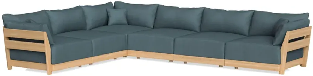 Modular Bondi Latte 6-Seater Corner Sectional in Slate Blue | Memory Foam Blend
