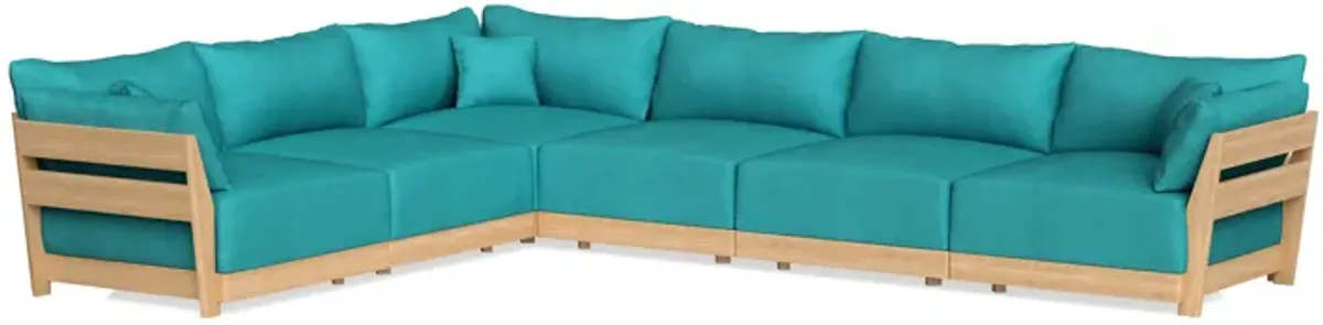 Modular Bondi Latte 6-Seater Corner Sectional in Pool | Memory Foam Blend
