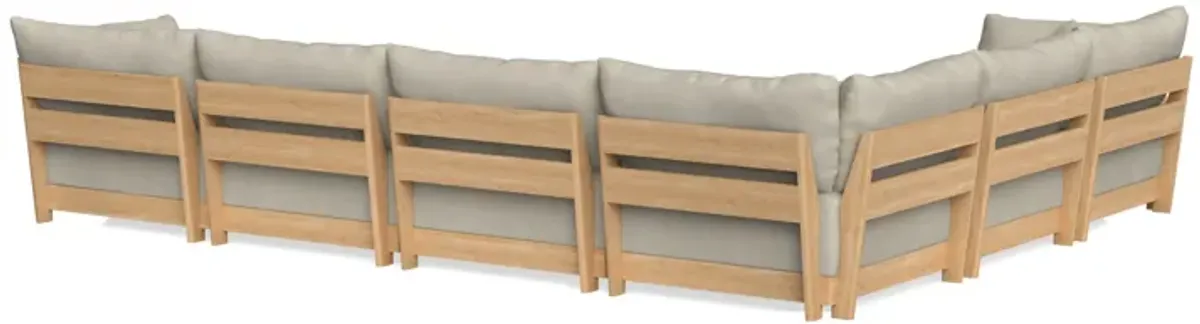 Modular Bondi Latte 6-Seater Corner Sectional + Bench Ottoman in Almond | Memory Foam Blend