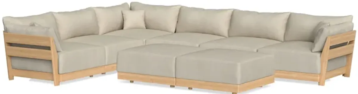 Modular Bondi Latte 6-Seater Corner Sectional + Bench Ottoman in Almond | Memory Foam Blend