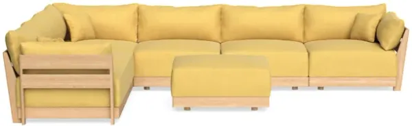 Modular Bondi Latte 6-Seater Corner Sectional + Ottoman in Goldenrod | Memory Foam Blend
