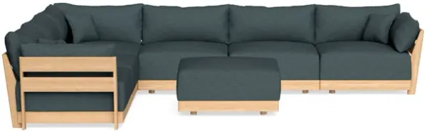 Modular Bondi Latte 6-Seater Corner Sectional + Ottoman in Ocean Gray | Memory Foam Blend
