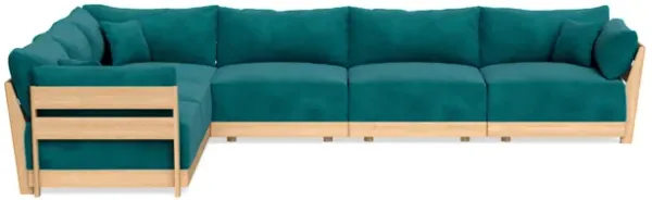 Modular Bondi Latte 6-Seater Corner Sectional in Peacock | Memory Foam Blend