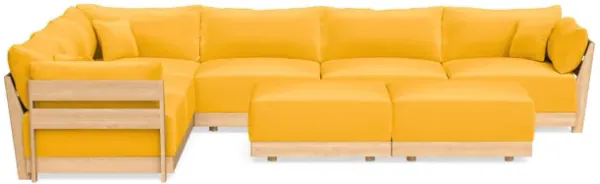 Modular Bondi Latte 6-Seater Corner Sectional + Bench Ottoman in Marigold | Memory Foam Blend