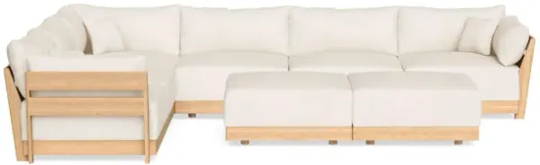 Modular Bondi Latte 6-Seater Corner Sectional + Bench Ottoman in Powder | Memory Foam Blend