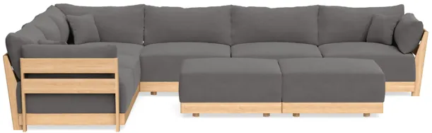 Modular Bondi Latte 6-Seater Corner Sectional + Bench Ottoman in Burnt Ember | Memory Foam Blend