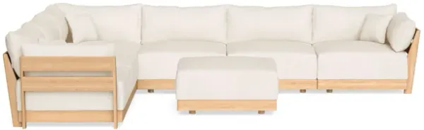 Modular Bondi Latte 6-Seater Corner Sectional + Ottoman in Powder | Memory Foam Blend