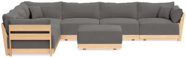 Modular Bondi Latte 6-Seater Corner Sectional + Ottoman in Burnt Ember | Memory Foam Blend