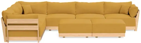 Modular Bondi Latte 6-Seater Corner Sectional + Bench Ottoman in Honey | Memory Foam Blend