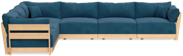Modular Bondi Latte 6-Seater Corner Sectional in Commodore Blue | Memory Foam Blend