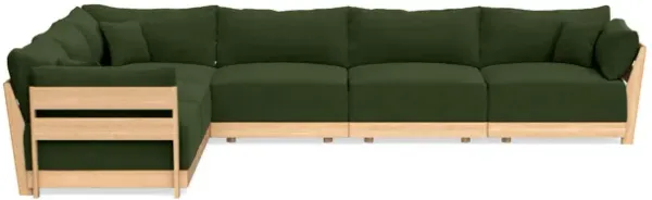 Modular Bondi Latte 6-Seater Corner Sectional in Tuscan Green | Memory Foam Blend
